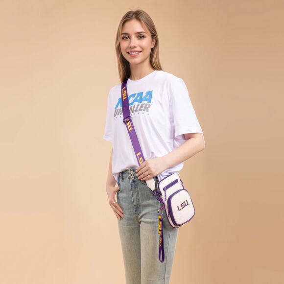 LSU Fighting Tigers NCAA Crossbody Bag w/ Keychain *New w/ Tags & Dustbag - Picture 2 of 8
